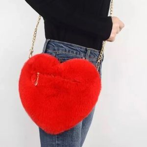 Heart Shaped Faux Fur Cross Body Purse
